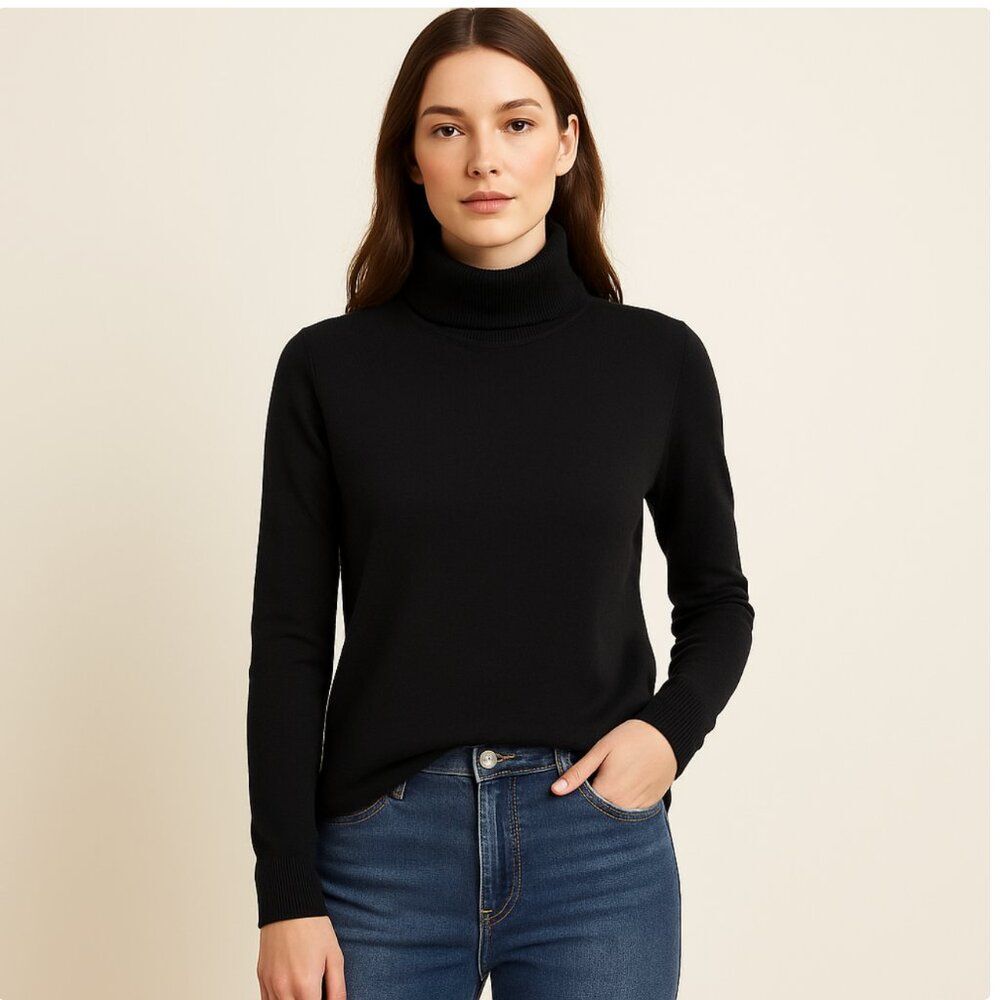 Pendleton 100% Merino Wool Turtleneck Sweater‎ Black Size L Minimalist Capsule